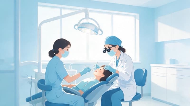 A dental team practicing four-handed dentistry