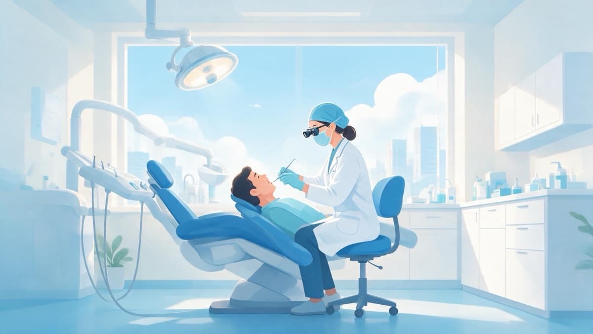 A dentist working with head tilted down for long hours